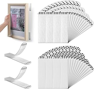 PERCEA Picture Hanging Strips, 24 Pairs Removable Hook and Loop Strips for Frame Hanging Photo Frames Wall Art Hanging Frames, Posters or Trinkets (White X Medium)