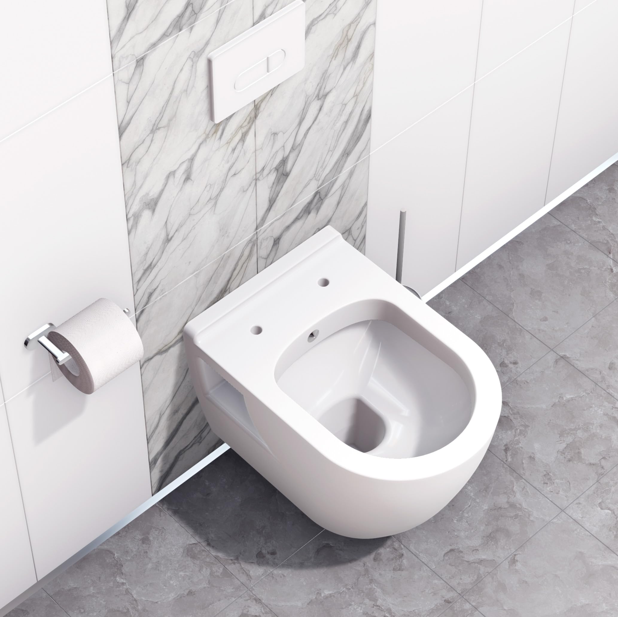 ALONI Wand-WC mit Bidet-Funktion, Weiß | Hänge-Toilette, Taharet-WC