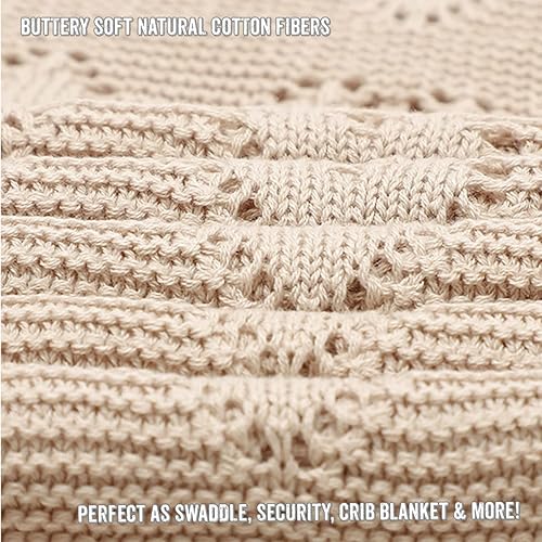 Miniatura 16 de Heirloom - Manta unisex de punto con corazón para niños y niñas, 100 % algodón de lujo, manta de recepción suave y cálida para recién nacidos, bebés