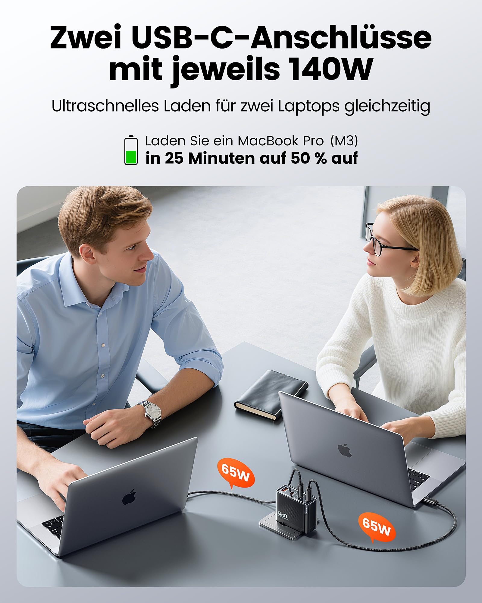 toocki 140W 4-Port USB C Ladegerät Mehrfach PD3.1 GaN Schnellladegerät