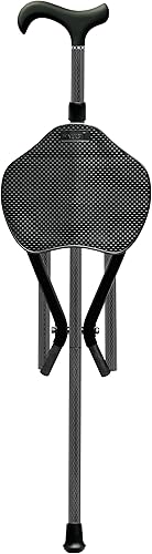 Miniatura 7 de Folding Cane Seat, Carbon Fiber Walking Stick with Chair, Portable, Compact Foldable Cane and Chair Combination with Carry Case