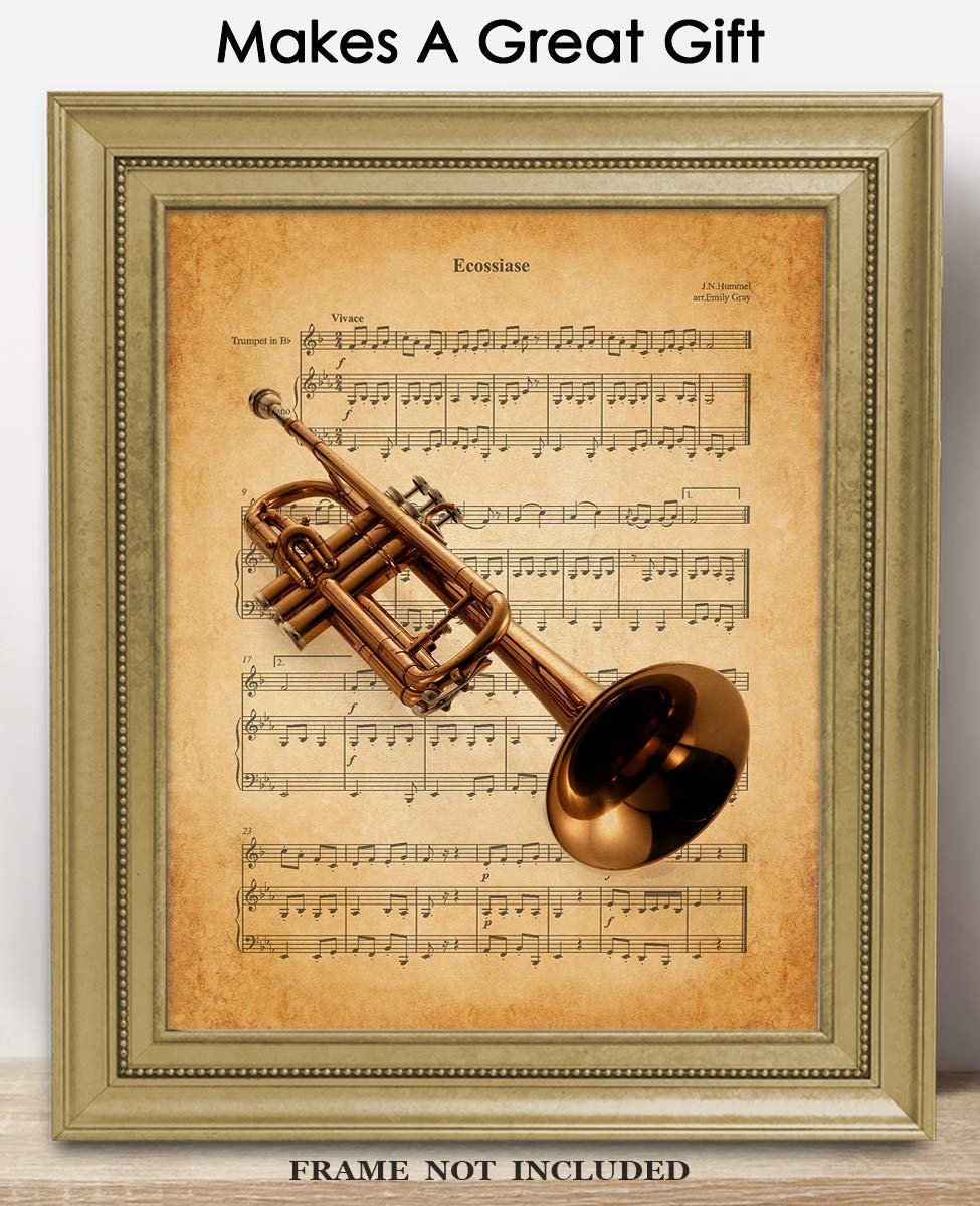 Amazon.com: Vintage Trumpet Ecossiase Music Sheet: Aesthetic Wall