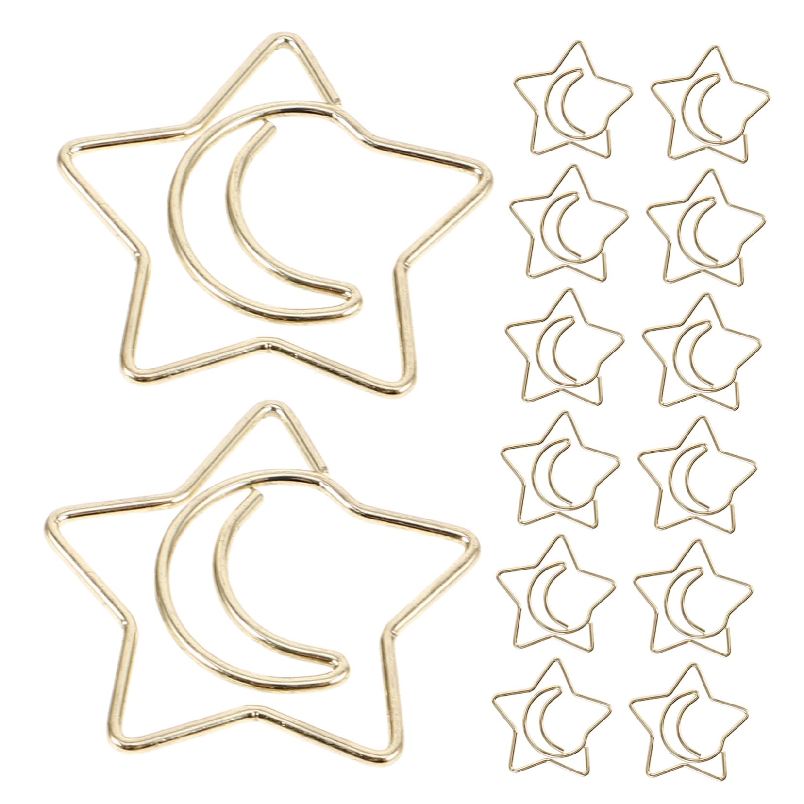 STOBOK 300stücke Sternförmige Papierclips Praktische Und Hübsche Büroklammern Für Dokumente Notizen Und Fotos Goldene Stern-mond Designs Für Bürobedarf Und Schulmaterialien