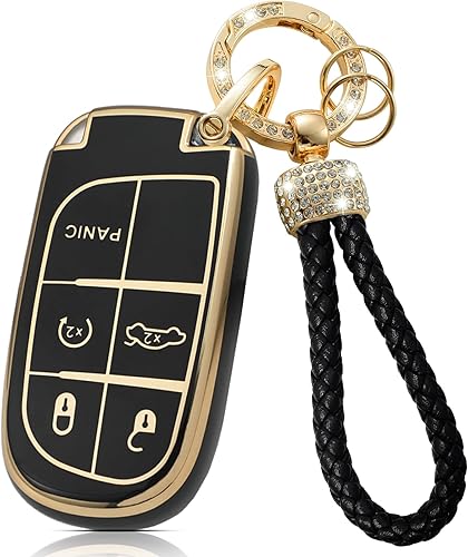 Dawncolate Funda para llavero Jeep compatible con Grand Cherokee Compass Renegade Dodge Dart Charger Challenger Journey Durango RAM Chrysler 200 300
