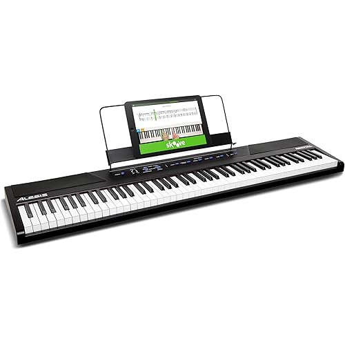 Alesis Recital – 88 Key Digital Piano Keyboard with Semi Weighted Keys, 2x20W Speakers, 5 Voices, Split, Layer and Lesson Mode, FX and Piano Lessons