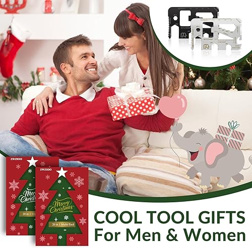 Miniatura 2 de Cartera multiherramienta 20 en 1, regalos de Navidad de elefante blanco para hombres, herramientas de tarjeta de crédito para maridos, papás, novios