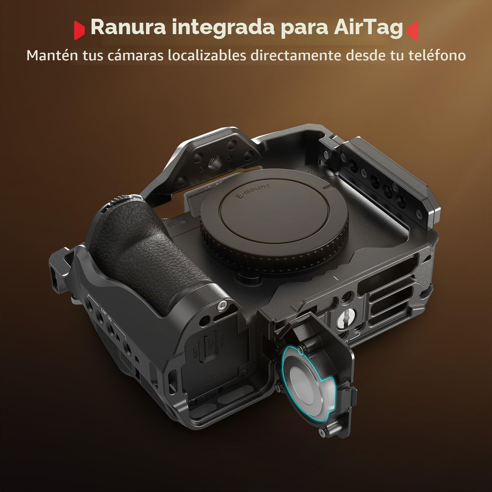 SMALLRIG Cámara Jaula para Sony A7IV/A7R IV/A7R V/A7S III/A1 con Ranura para AirTag, para Alpha 7R V/7 IV/7S III/1/7R IV - 5583