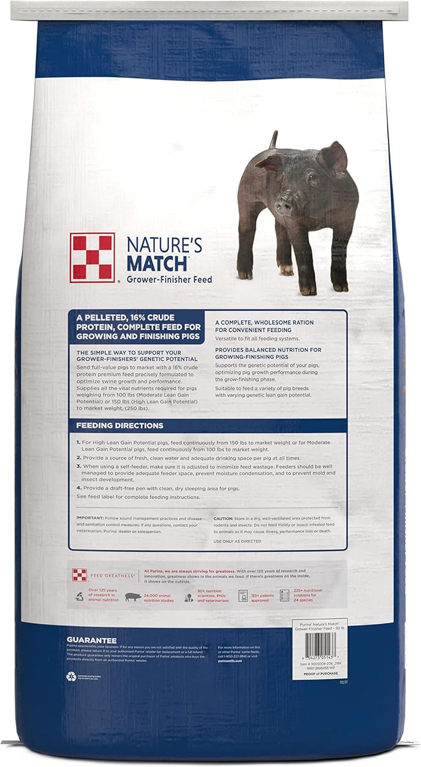 Purina | Nature's Match Grower-Finisher Pig Feed | 50 Pound (50 LB) Bag