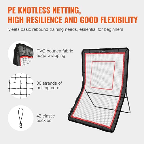 Miniatura 4 de VEVOR Lacrosse - Rebotador para patio trasero, red de rebote de voleibol de 5 x 7 pies, pantalla de entrenamiento de retorno de béisbol retroceso,