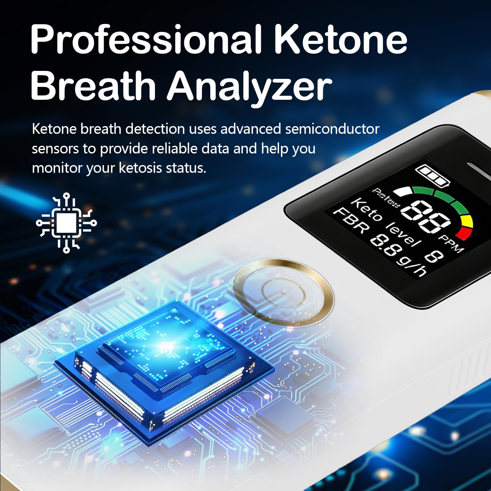 Ketone Atemmessgerät, Professioneller Digitaler Ketone Atemanalysator, Neuer Verbesserter Tragbarer Ketone Atemtester, Hochpräzises Ketone Messgerät zur Erkennung von Diät und Ketosestatus