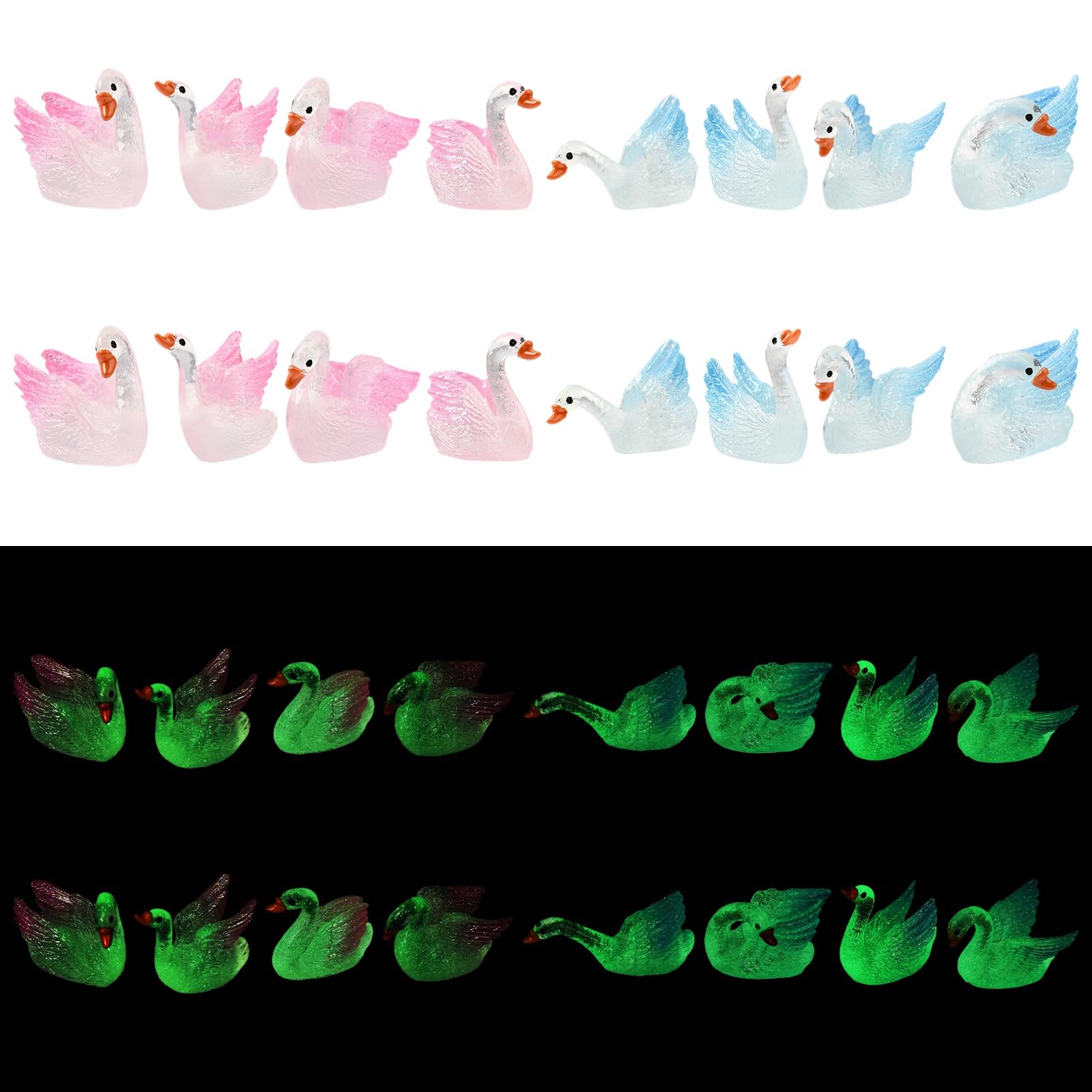 Cygnes en résine phosphorescents Ornazy pour sublimer vos pots de fleurs de nuit