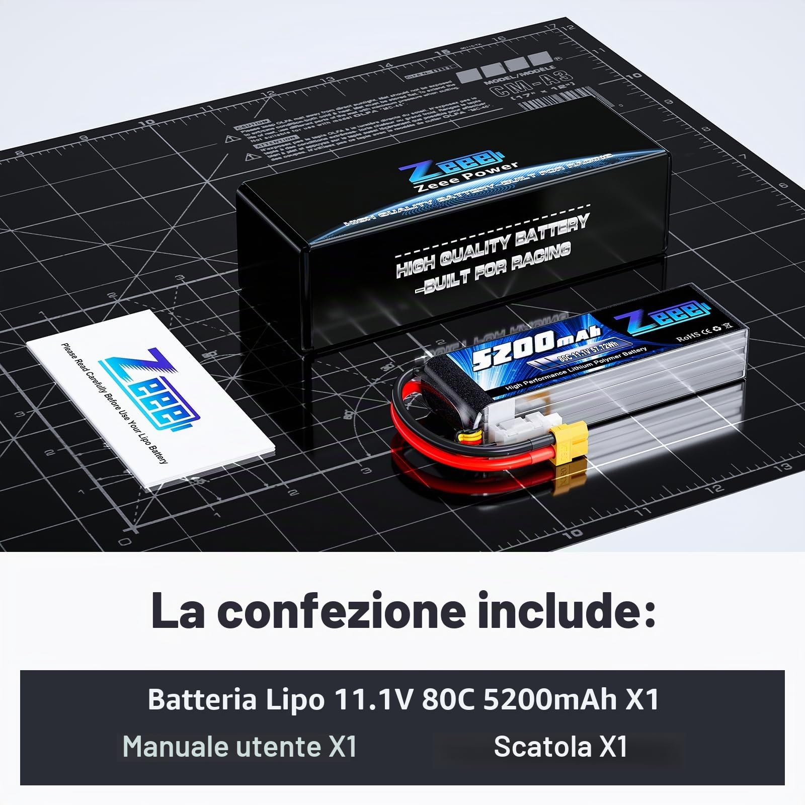 Zeee 3S Lipo 5200mAh 11,1V 80C RC Batteria con Connectore XT60 Spina per RC FPV Racing UAV Drone Evader BX RC Veicolo Auto LKW Truggy RC Nave RC Modells RC Hobby