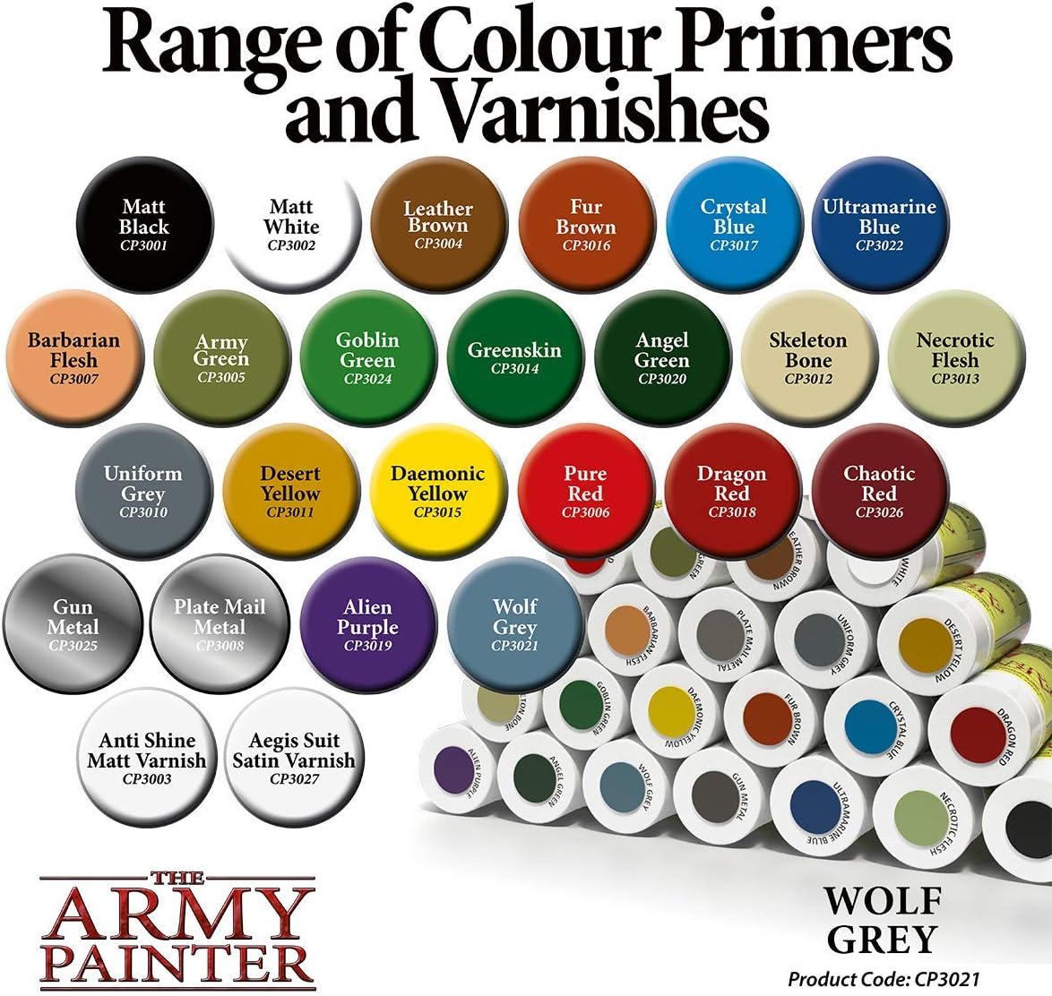 The Army Painter Color Primer Spray Paint, Wolf Grey, 400ml, 13.5oz - Acrylic Spray Undercoat for Miniature Painting - Spray Primer for Plastic Miniatures