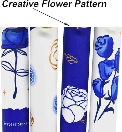 Miniatura 4 de Maydahui 28 bolígrafos de gel con diseño de rosas azules, retráctiles, con clip de bolsillo dorado, bolígrafo de encantamiento azul, tinta negra