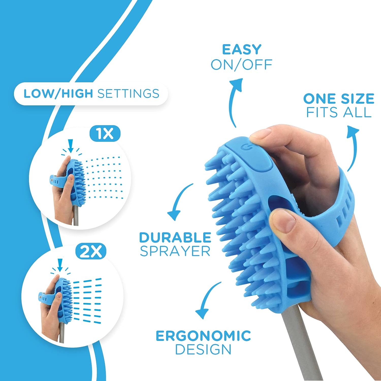 Aquapaw Dog Bath Brush Pro - Sprayer and Scrubber Tool in One - Indoor/Outdoor Dog Bathing Supplies - Pet Grooming for Dogs or Cats with Long and Short Hair - Dog Wash with Hose and Shower Attachment : Pet Supplies