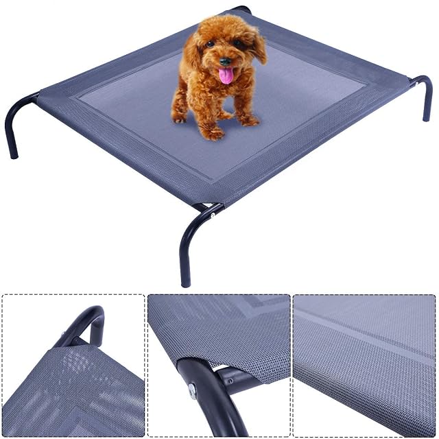 Foto 7 de 8 de COSTWAY Cama Mascota Perro Gato para Exterior Jardin Terraza Dormir 110x80x18 centímetros Cama Elevada
