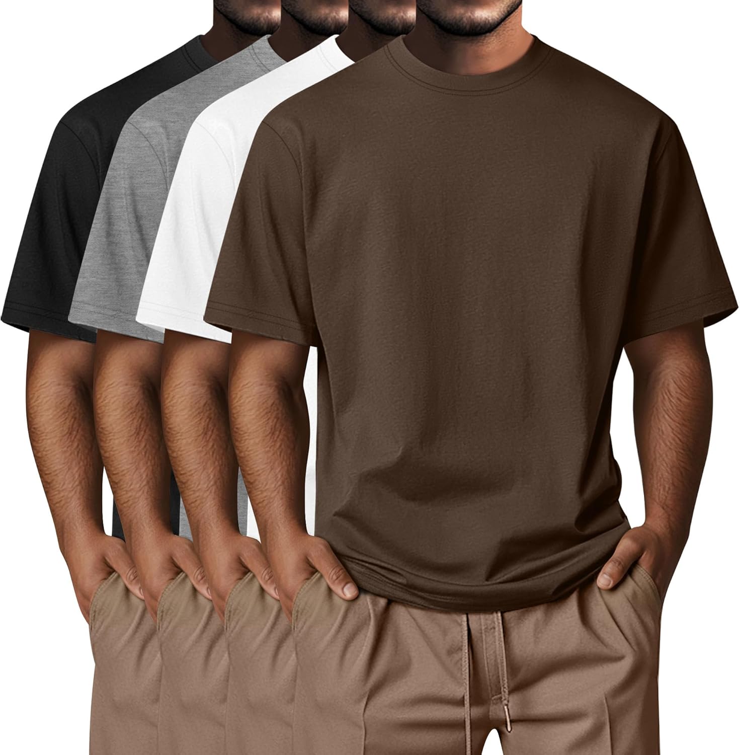 Neer 4 Pack Men's Big and Tall Shirts Summer Cotton Short Sleeve Tee Crew Neck Casual Top Basic Oversize T Shirts