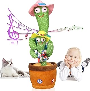 Emoin Brinquedo de cacto falante dançante, cacto cantante, brinquedo para bebê, cacto dançante, brinquedo de gravação que mita o que você diz, brinquedo de cacto inteligente divertido para crianças e adultos