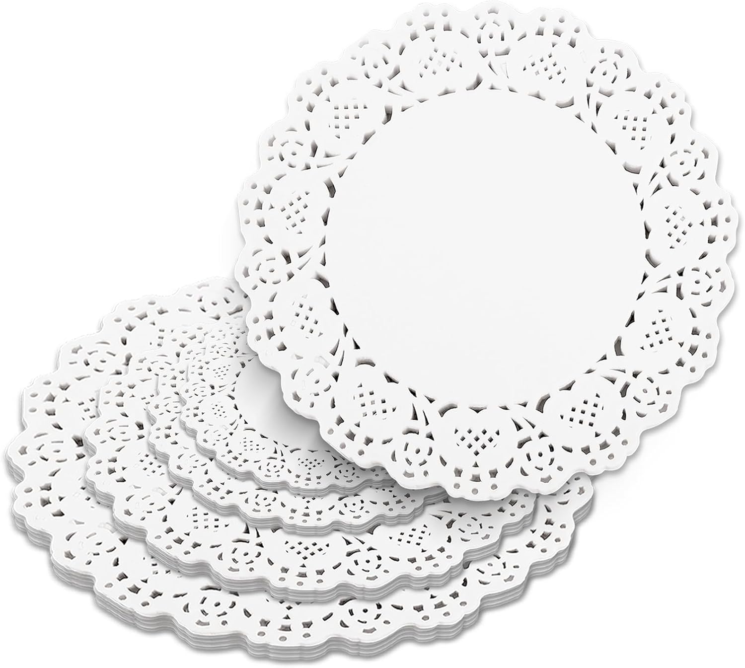 120 Pack Lace Paper Doilies Assorted Sizes White Round Lace