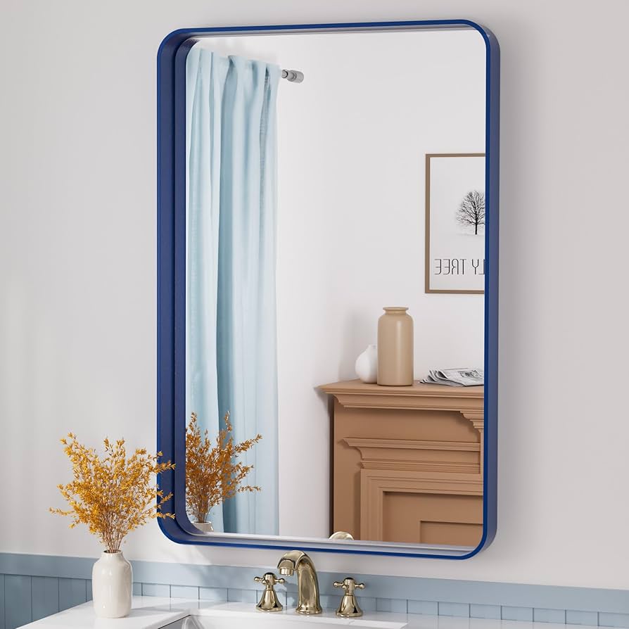 mikio★　PT BLK 36 Amazon.com: TETOTE Navy Blue Bathroom Mirror 24 x 36 Metal