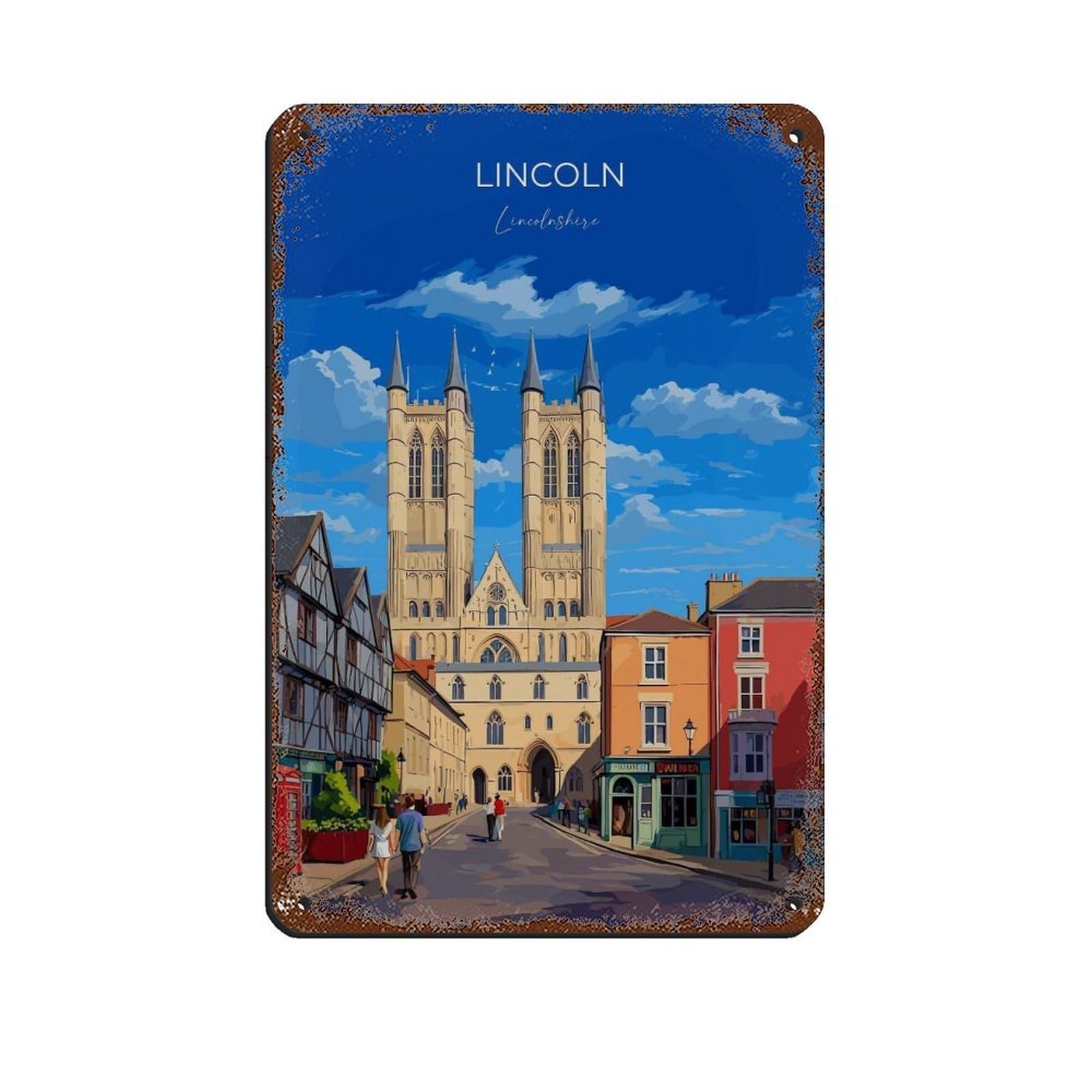 Poster de voyage Lincoln en métal rétro pour créer une ambiance pub et bistrot vintage