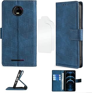 Oujietong Flip Case for SCHOK Volt SV55 SV55216 Phone Case Stand Cover + Film Soft TPU Screen Protector Blue