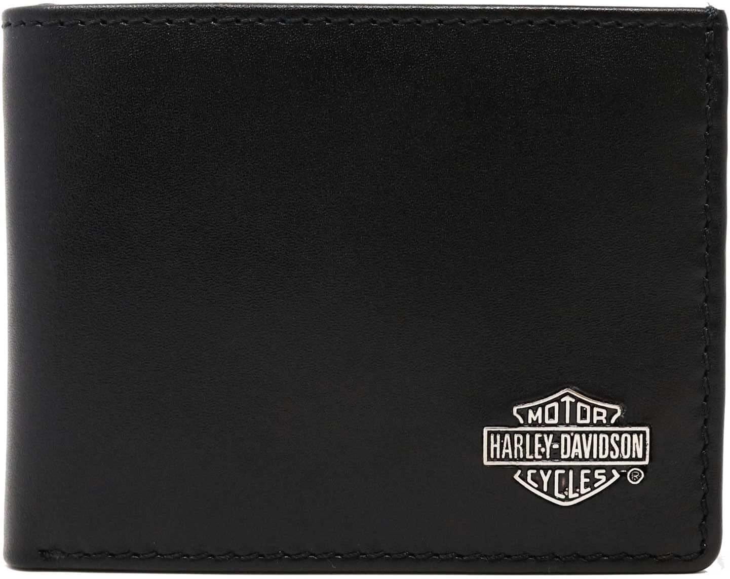 Men's Bar & Shield Leather Billfold Wallet Boxed Gift Set- Black, Black, 4.25" x 3.5"