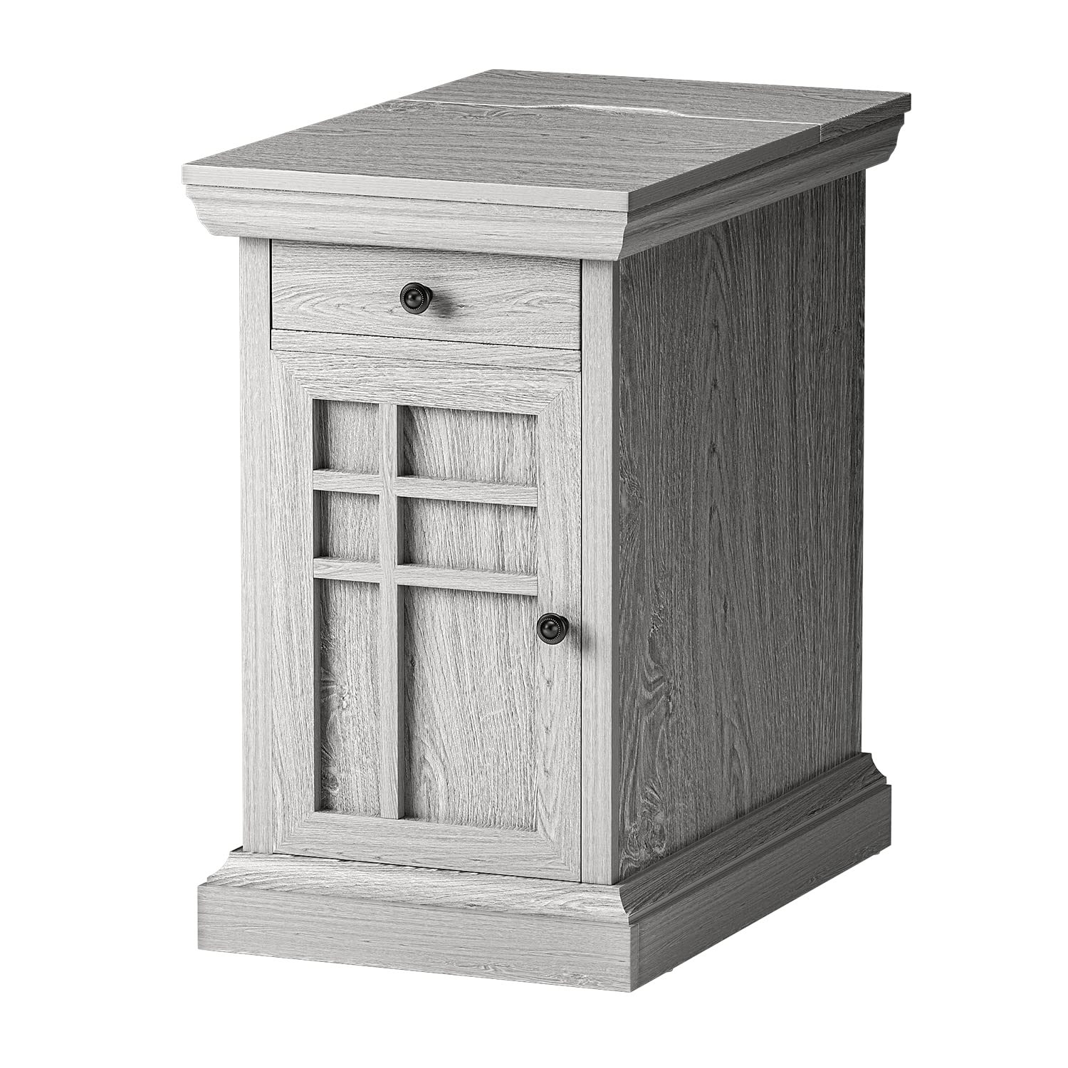 Photo 1 of ***MAJOR DAMAGE - SEE PICTURES***
JUMMICO Side Table with Drawer & USB Ports Gray