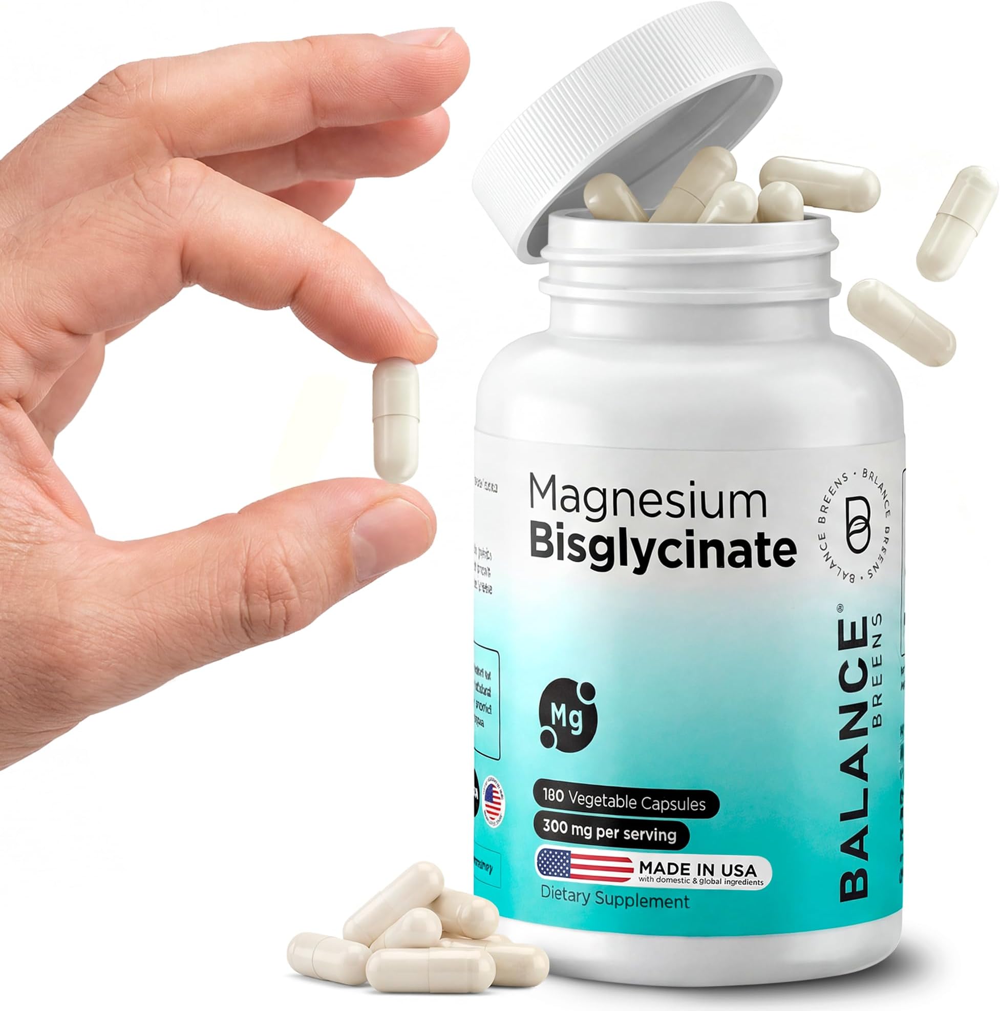 Balancebreens Magnesium Glycinate 200mg - Magnesium Bisglycinate Chelated Supplements for High Absorption - Non GMO and Gluten Free Gentle on Stomach for Restful Sleep and Muscle Support, 120 Count