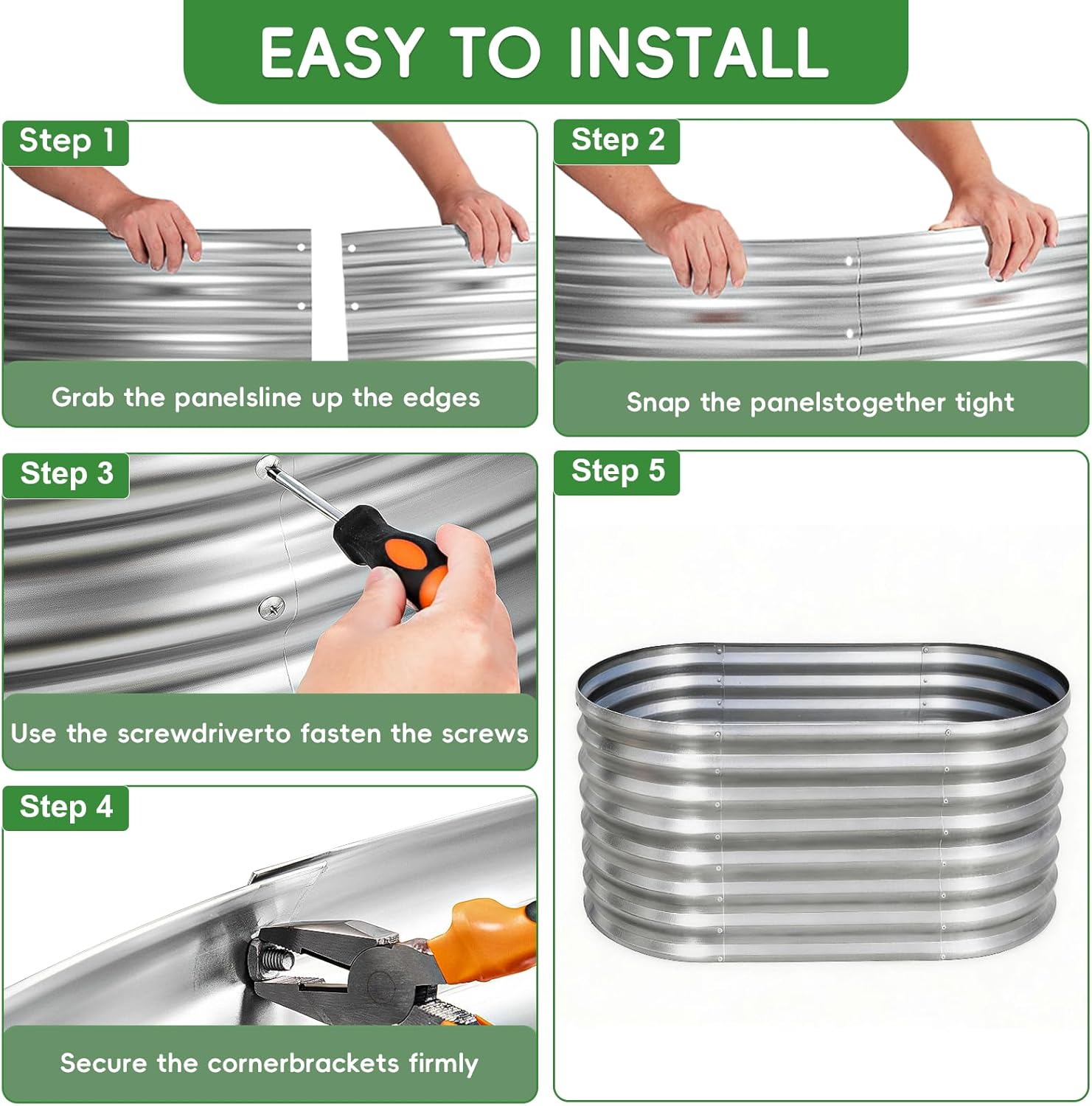 AHEONLAR 3Pack 3x2x2ft Galvanized Raised Garden Beds Outdoor, Oval Raised Beds for Gardening Metal Planter Boxes for Planting Vegetables, Fruit, Herb, Silver