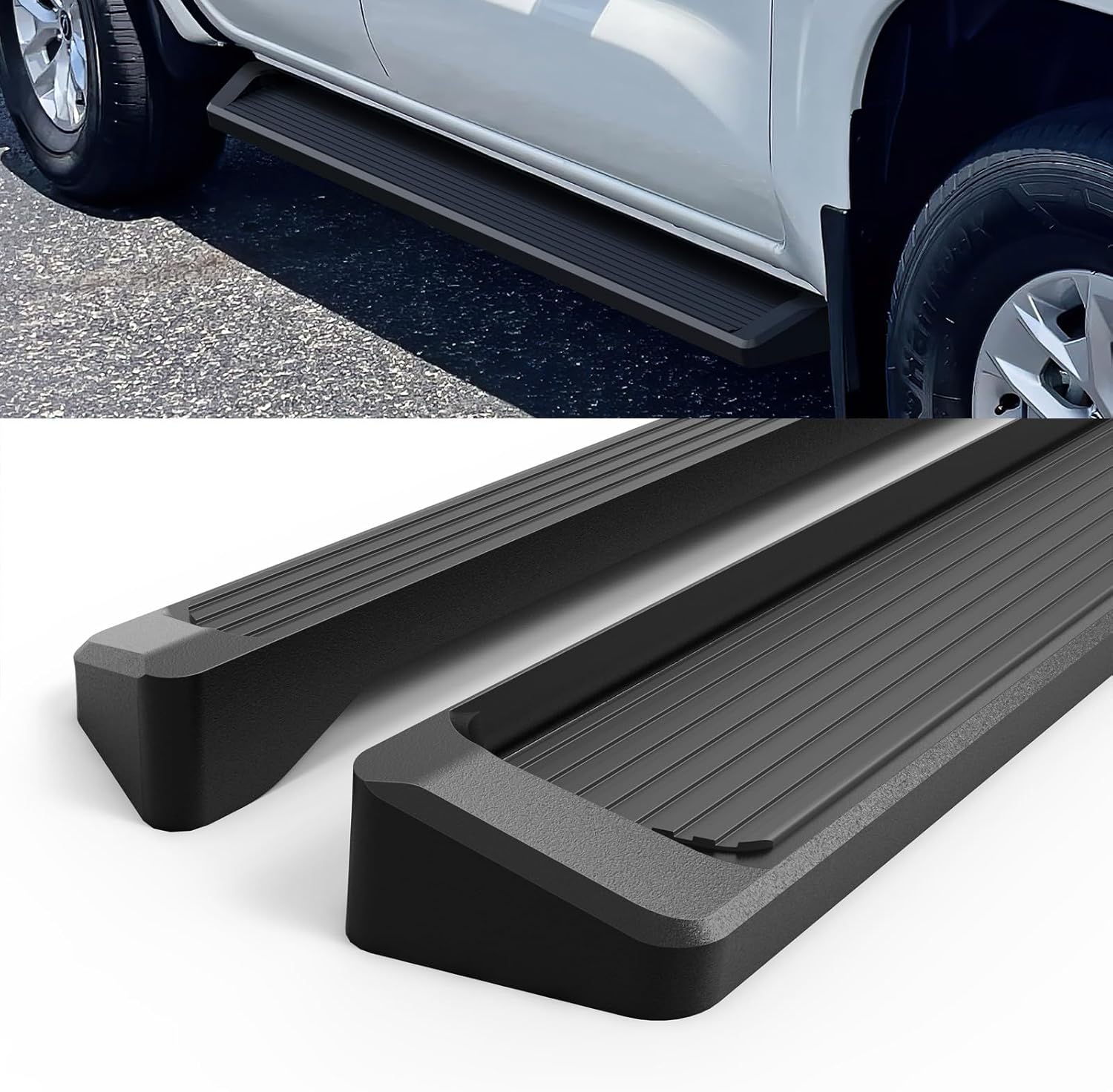 HD Ridez Running Board 6" Black Compatible with Nissan Titan 2004-2015 & 2017-2024 Crew Cab & Titan XD 16-24 (Nerf Bar Side Steps Side Bars)