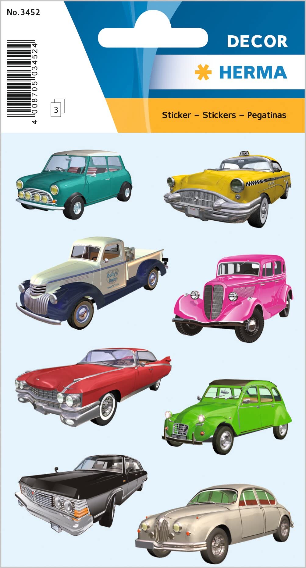 HERMA 3452 Stickers for Children, Cars II (24 Stickers, Paper, Matte) Self-Adhesive, Permanent Adhesive Motif Labels for Girls and Boys, Colourful