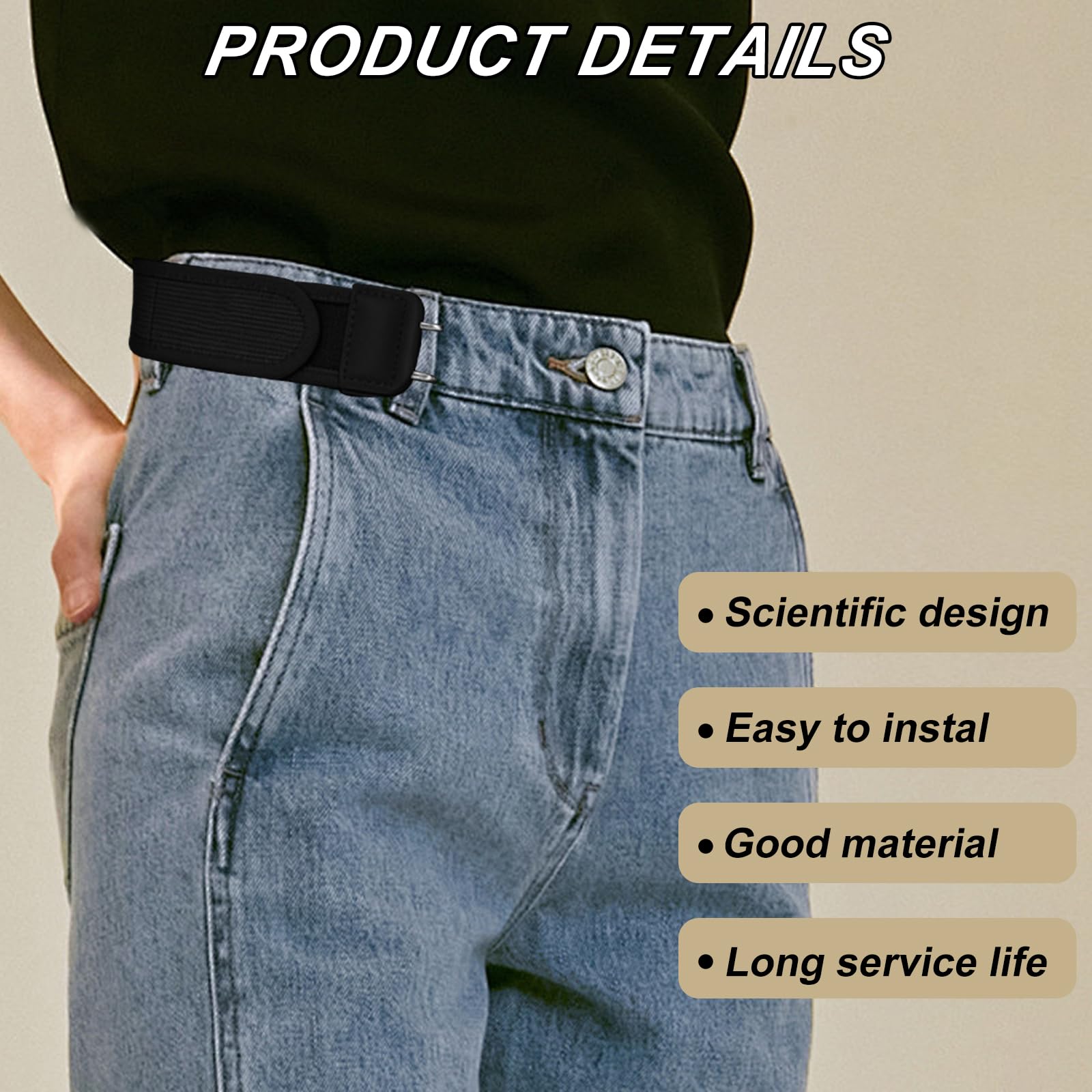 Cintura elastica con accessori in metallo, 4 pezzi, per riporre gli attrezzi da uomo, cintura elastica con gancio per attrezzi, design senza fibbia elastico per lavori all'aperto