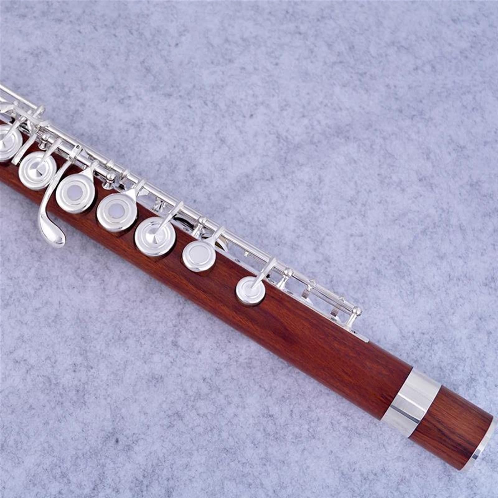 Flauto A 17 Fori Aperti In Sequoia/ebano Placcato Argento Con Chiave E In Palissandro Professionale(Rosewood)