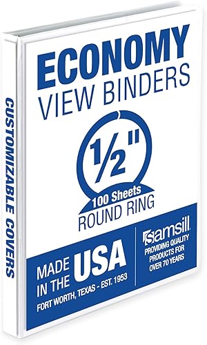 Samsill (18517) - Carpeta de 3 anillos redondos de 12 pulgada, fabricada en los EE. UU., con cubierta transparente personalizable para insertos, disponible en Yaxa Peru