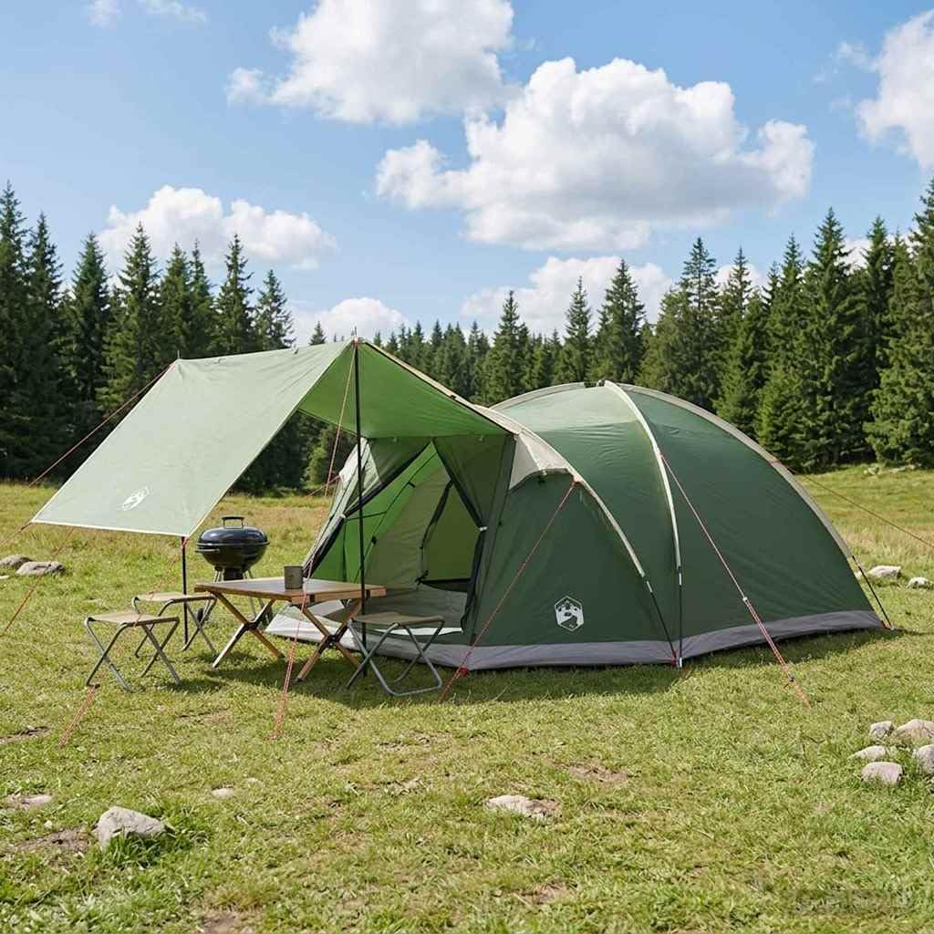 Namiot do domku, zielony, 4 osoby, poliester, stal 398 x 260 x 177 cm