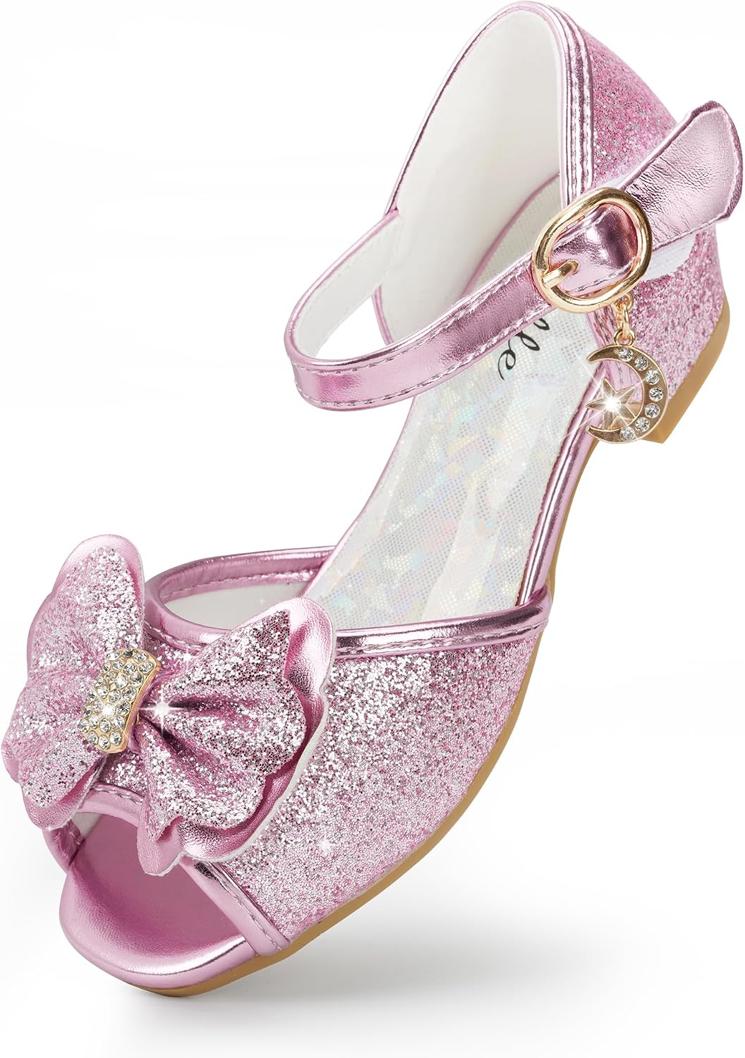 Stelle Girls Dress Shoes Low Heel Glitter Bow Party Wedding Flower School Shoes