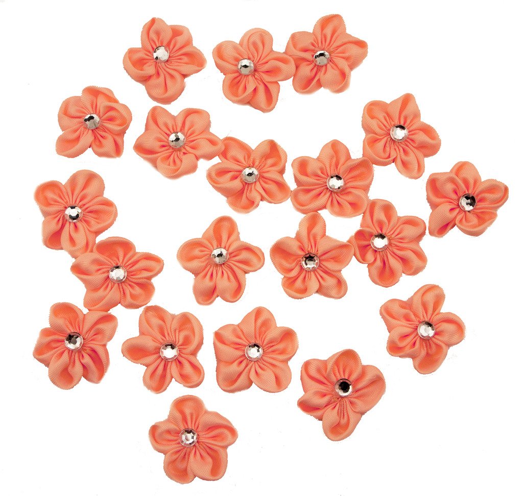 Boutons fleur rose aux pêches mercerie créative et embellissement habillement artisanat