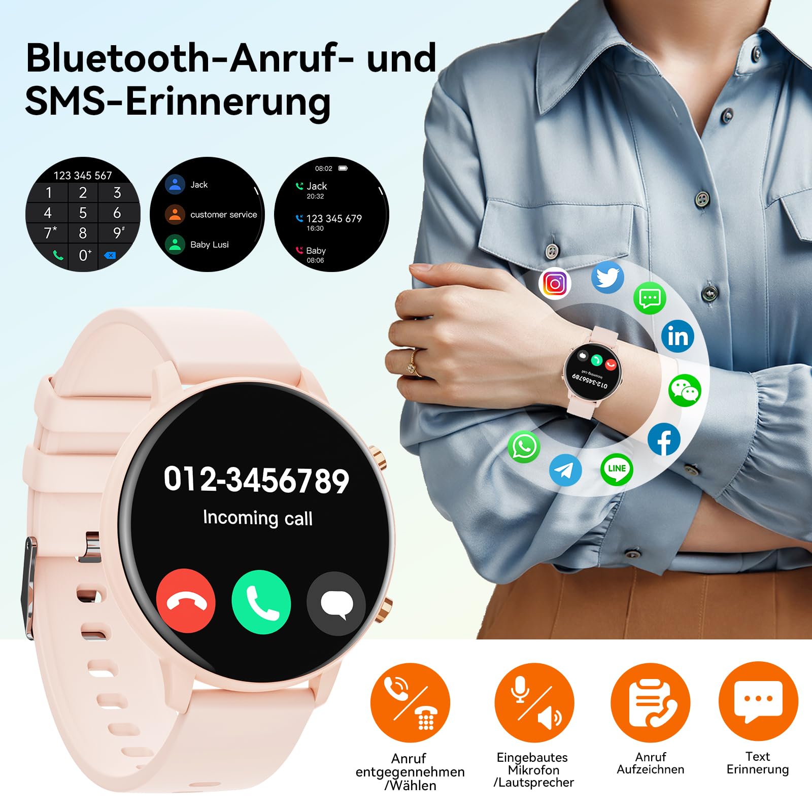 Hwagol Smartwatch Damen Herren, 1.39" Zoll Touchscreen Smart Watch mit Bluetooth Anrufe, Uhr Damen Herren mit 140+ Sportmodi SpO2 Pulsuhr Schlafmonitor Schrittzähler, Armbanduhr für iOS Android