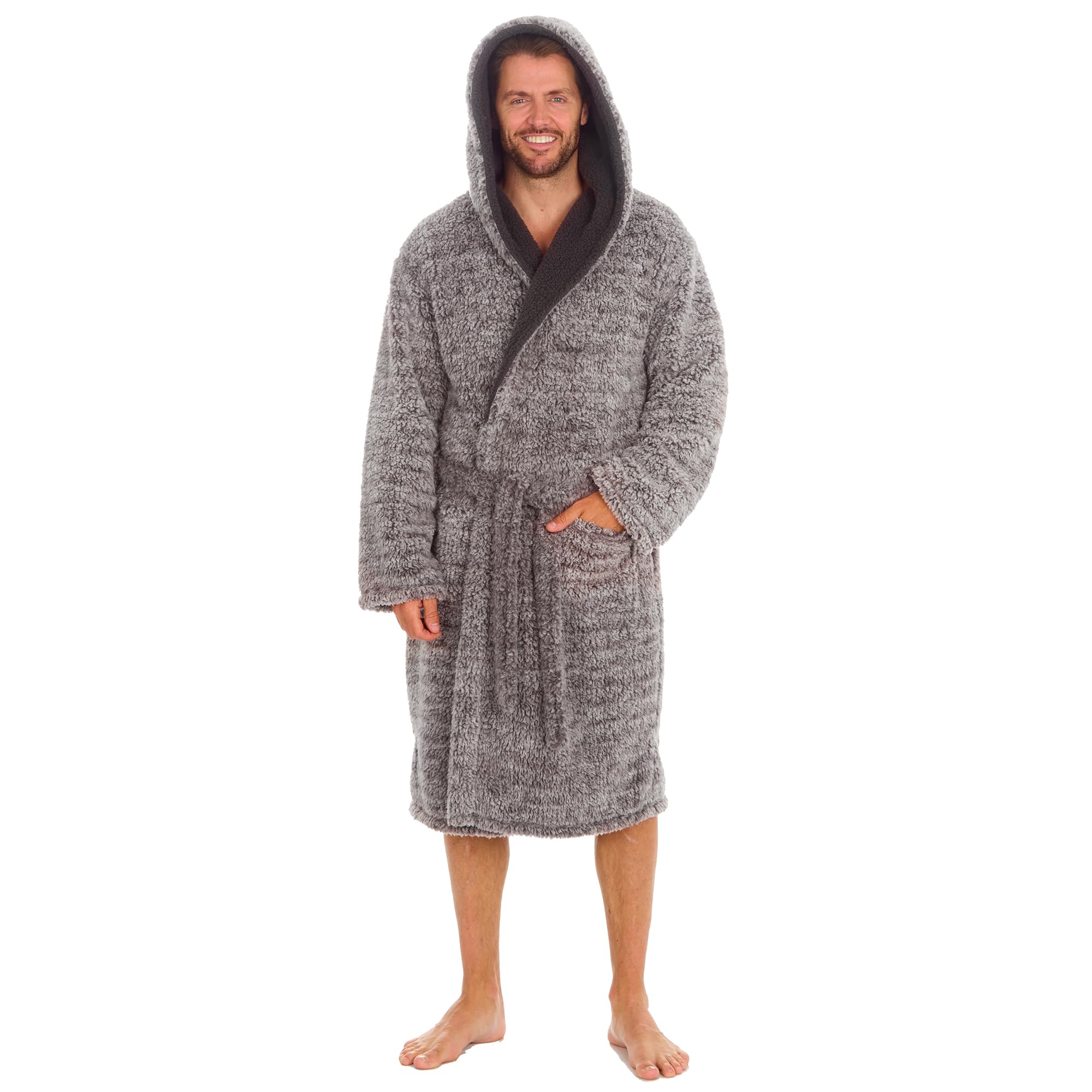 Undercover Men's Sherpa - Grey Cargo Bay Sherpa Dressing Gown 31B1488 Grey Xl