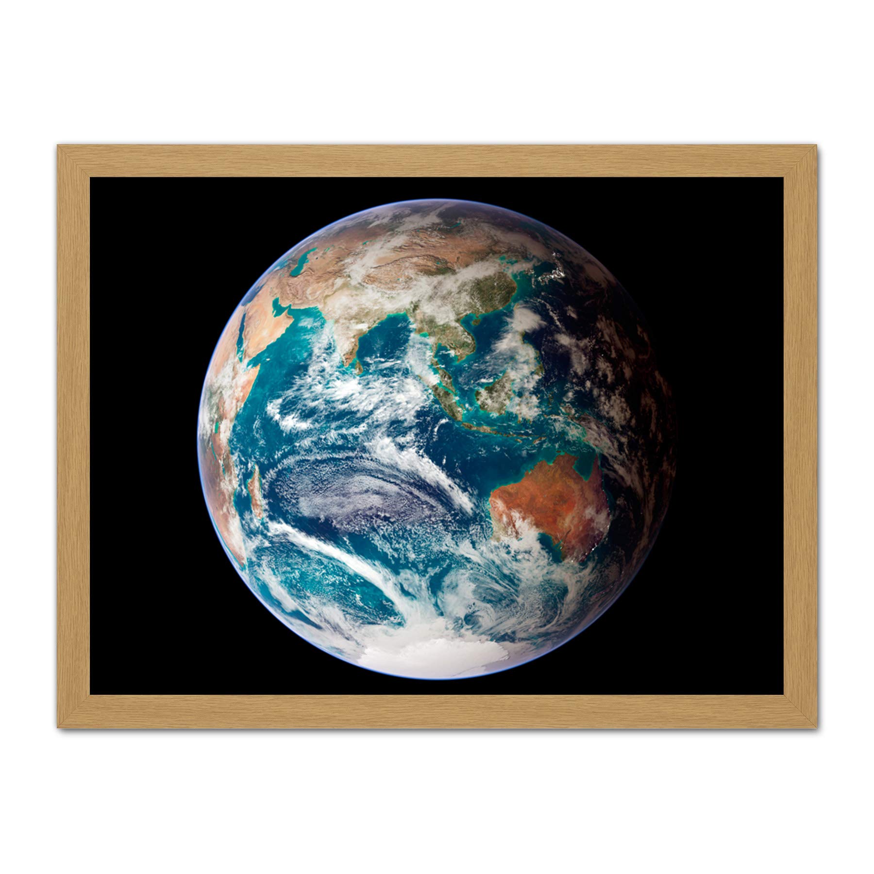 Artery8 Blue Marble Earth Eastern Hemisphere Photograph Artwork Framed Wall Art Print 18X24 Inch