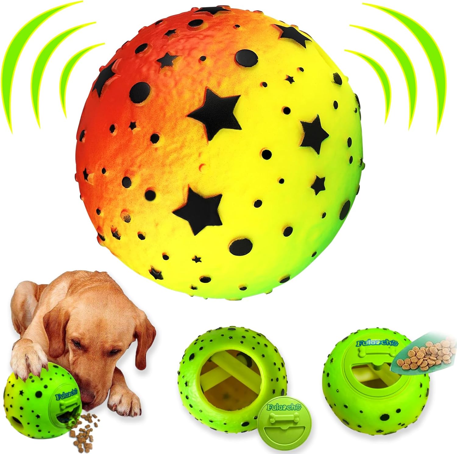 Dikeiuta Dog Balls Treat Dispenser Squeaky Balls for Dogs Giggle Ball