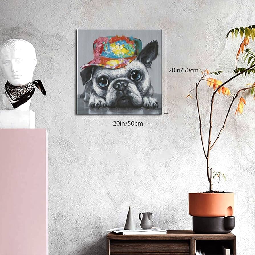 Amazon｜油絵 油彩 パグ フレンチブルドッグ 犬柄 アートパネル