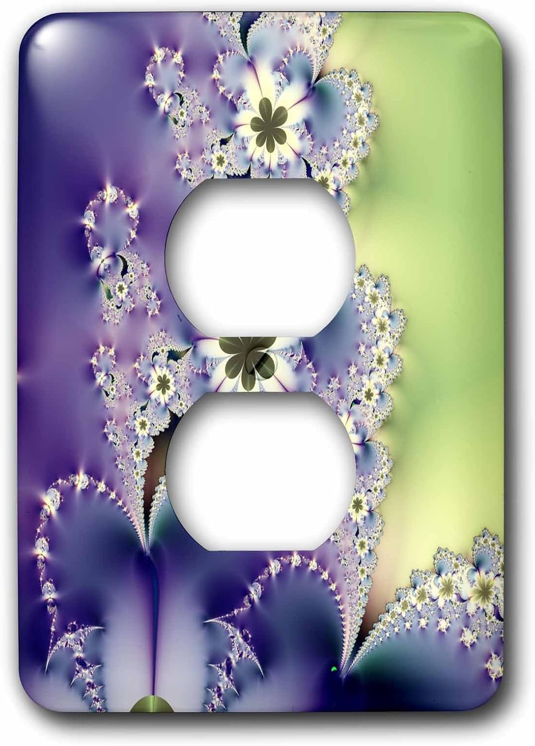 3dRose lsp_155271_6 Purple and Green Flower Fractal Art 2 Plug Outlet Cover