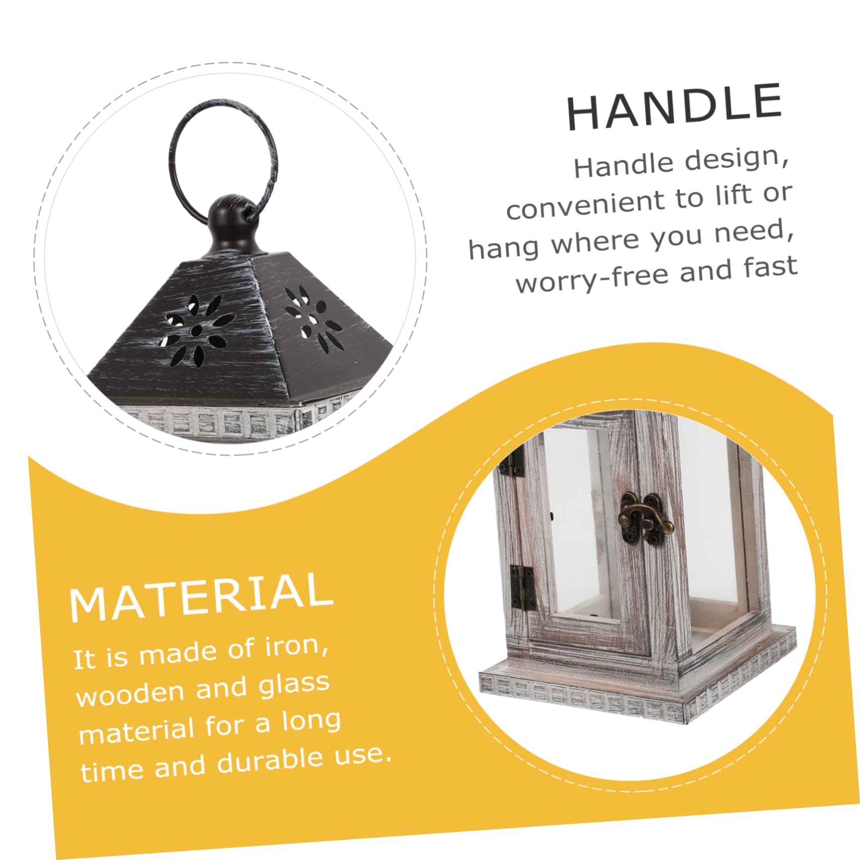 Lanterna Portacandele in Legno e Ferro da Appendere Stile Nordico Vetro, Candeliere Rustico Decorativo per Creare un Caldo Bagliore Accogliente