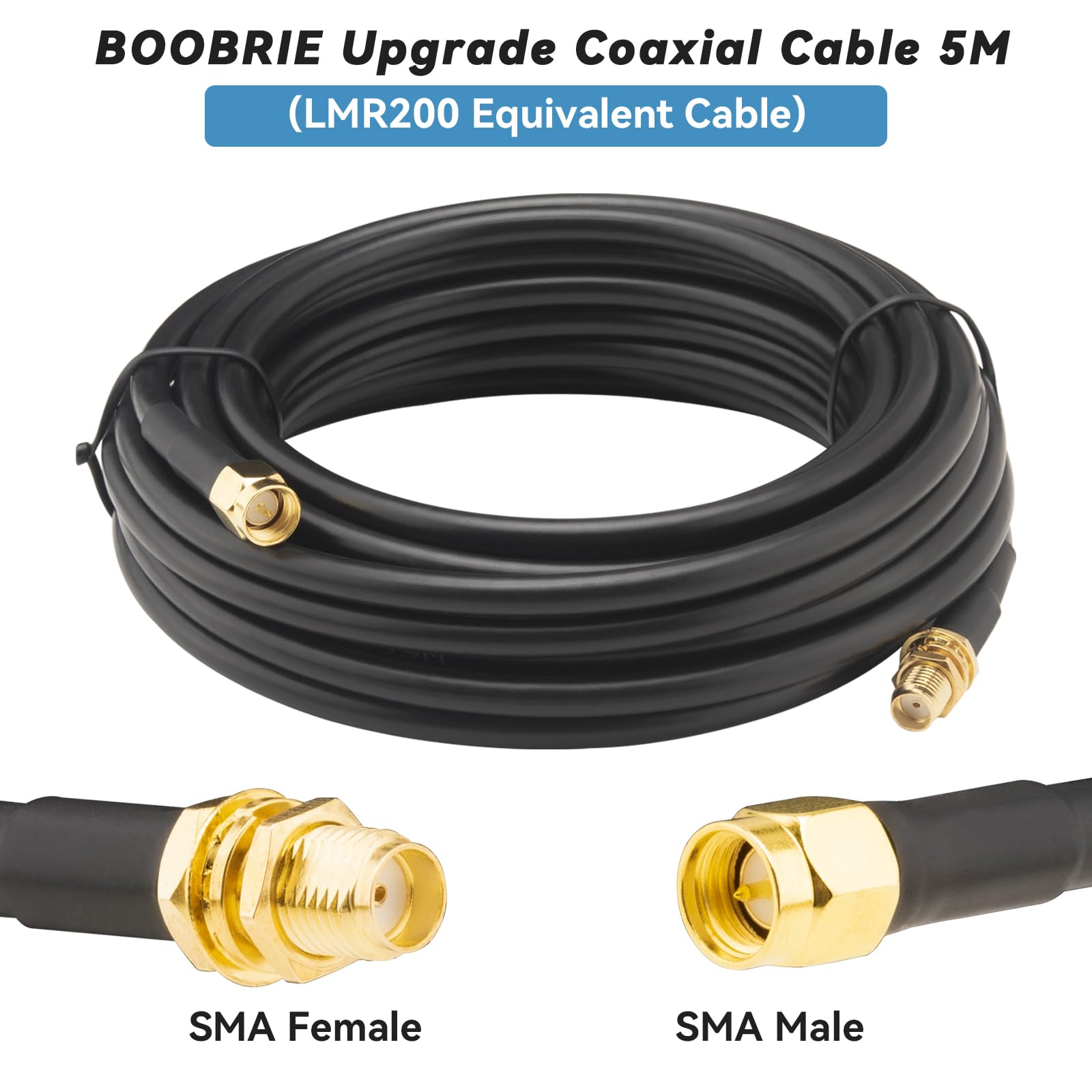 Cavo di prolunga SMA aggiornato da 5 m LMR200 equivalente SMA maschio a femmina, cavo di prolunga per antenna WiFi a bassa perdita per router 3G 4G 5G LTE Antenna WiFi ADS-B GPS modem WLAN