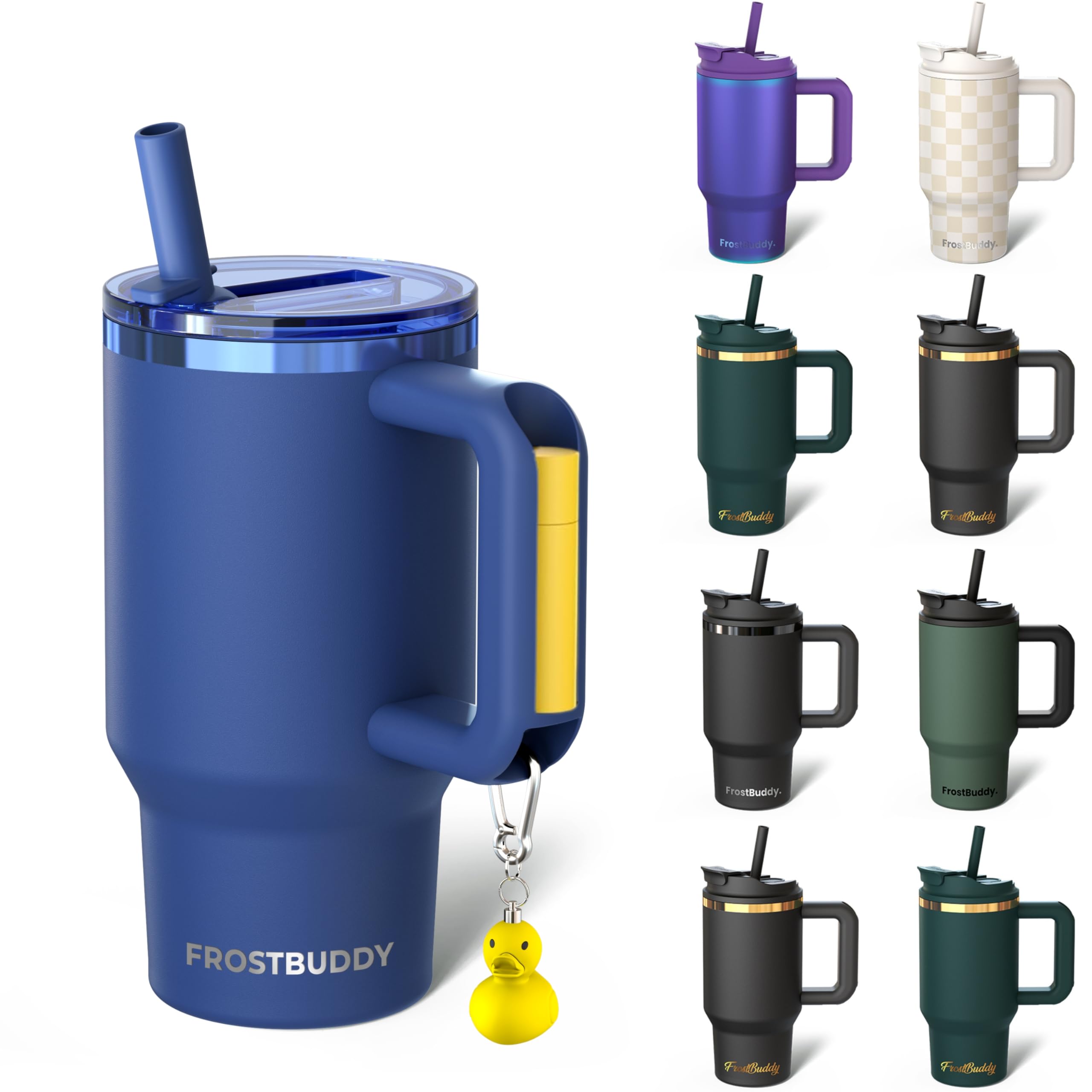 Frost Buddy Thicc Buddy - 16 oz Stainless Steel Vacuum Insulated Tumbler with Lid and Straw for Water - Travel Mug Cupholder Friendly - Gifts for