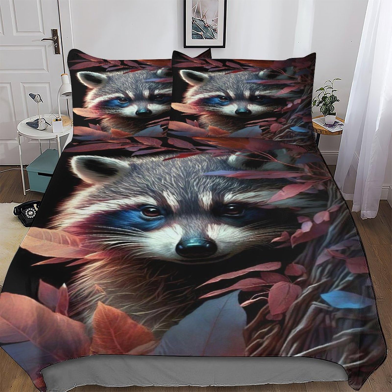Raton Laveur Parure De Lit 3D avec housse de couette 220x240cm en microfibre