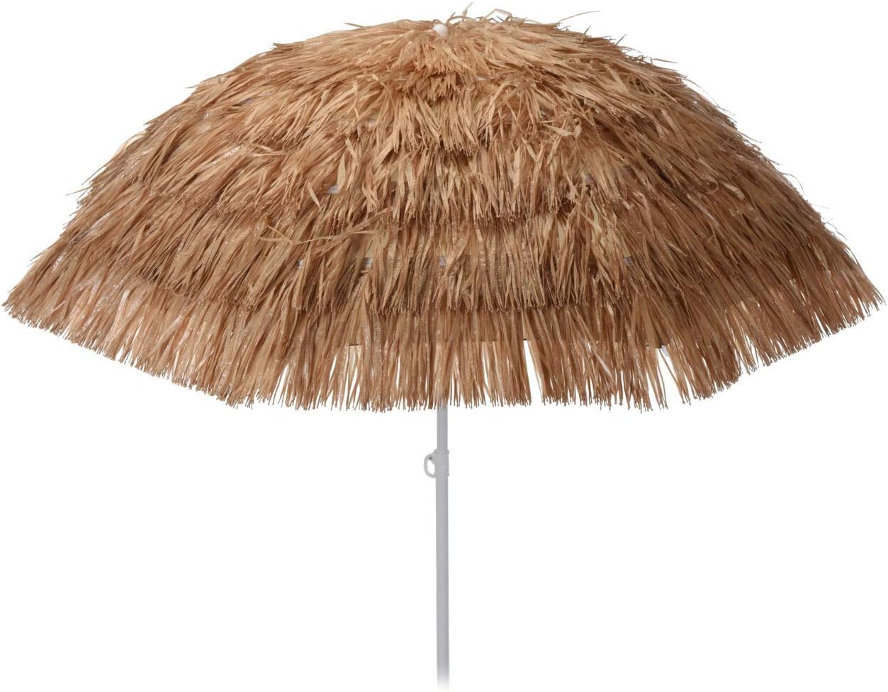 Outsunny Strandsonnenschirm 150 Cm Hawaii-Style – Höhenverstellbar, Mit Sandanker & Tragetasche, Khaki