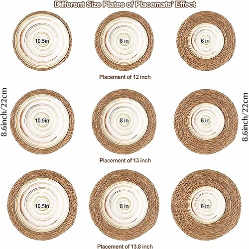 Miniatura 7 de Cozy Woven Placemats, Natural Reed Dining Table Mats for Hot Dishes, Braided Rustic Table Setting Essentials for Kitchen, Dining Room, Farmhouse